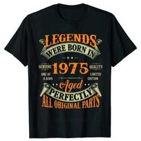 50 Metų T-shirtai Gimę 1975 m. Naujoviški Šaunūs Vintažiniai Legendos Grafika Medvilniniai Gatvės Drabužiai Trumpomis Rankovėmis Gimtadienio Dovana T-shirt XXXL juoda