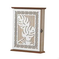 Dekoratyvinė dėžutė su raktų kabliukais, tvirtinama prie sienos, užrakinama, apsaugota nuo dulkių, lengvai montuojama prieškambariui, Leaf Pattern