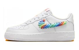 Nike Air Force 1 Low White Rainbow Lace Swoosh GS FQ4948-100 35.5
