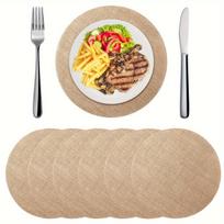 6pcs 12 Inches Bohemian Country Round Placemats Heat Resistant Jute Table Mat Rustic Table Decoration Wedding Dinner Supply 30cm