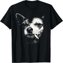 Dog Smoking Cigarette Funny Chihuahua Meme Gift Unisex T-Shirt 3XL