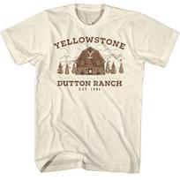Yellowstone Vyriški;s Marškinėliai Dutton Ranch Įkurta 1986 m. Vaizdingas Montana - Vyriški vasariniai medvilniniai marškinėliai su grafika S įvairiaspalvis