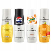 Sodastream Pepsi Zero + Mirinda Zero + Apelsinų-Mėlynių + Citrinų Sirupai 4 vnt.