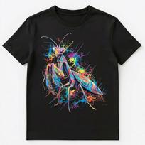 Colorful Paint Splash Praying Mantis Art Graphic Unisex T-Shirt XL