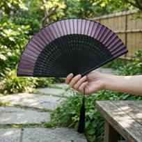 Sulankstomas rankinis vėduoklis su kutu Rytietiškas klasikinis 22cm Sulankstomas vėduoklis Chinoiserie Rankinis vėduoklis Bambuko šilko vėduoklis Vestuvių dovanai kava
