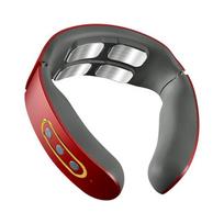 Smart Electric Neck and Shoulder Pulse Massager  4 Heads Kneading Wireless Cervical Vertebra Body Relax Pain Relief Machine raudona