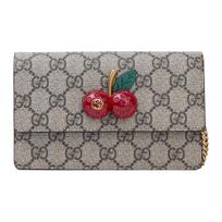Gucci 3D vyšniomis dekoruotas logotipas Grandinėlės rankinė Moteriška peties rankinė Ebono raudonumo 481291-K9GXT-8694 Basic Set (Bag+Dust Bag)