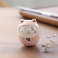 Japonijos keramikos Daruma amatai Animacinis laimingasis katinas Sėkmės ornamentas Kraštovaizdis Namų dekoro aksesuarai Dovanos Svetainės dekoras rožinė