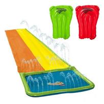 Vandens rogutė Wham-O Slip N Slide Dvigubas takas su baseinu ir 2 boogie lentomis – Itin ilgas 5,5 m vandens žaidimas sodui gryna