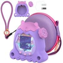 Hard Suitcase with Silica Gel Cover and Zoom Disc Cover for Tamagotchi Paradise with Screen Protector and Stands Supports Integrated Opening Shock