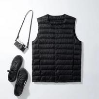 Down Vest Men's Collarless Inner Tank Wearing Autumn and Winter Light Down Jacket Vest Green Large Size Vest Crew Neck M tamsiai mėlyna spalva