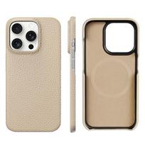 for Magsafe Case for iPhone 17 15 16 Pro Max Air 17Pro Natural Cowhide Lychee Leather Magnetic Protector  Phone Back Cover For iPhone 16