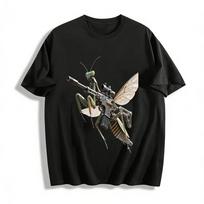 Mechanical Mantis With Rifle Cool Print Casual Top Pure cotton T-shirt XXS