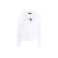 Polo Ralph Lauren FW21 Logotipu išsiuvinėtas megztinis su gobtuvu moterims balti 211843277-001 XXS