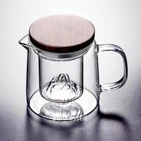 450 ml aukšto borosilikatinio stiklo arbatinukas su kalnų vaizdo filtru, arbatos ir vandens atskyrimas, arbatos ruošimo indas, Kungfu arbatos gaminimo indas, arbatos reikmenys