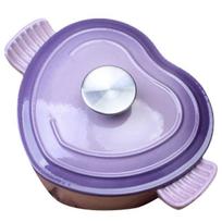 Preminum Cast Iron Dutch Oven with Lid, Heart-Shape Enameled Soup Pot for All Stove Tops,Suitable for Stew Baking Slow A violetinė