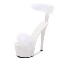 Moteriški batai Seksuali vandeniui atspari platforma, seklios burnos modelio modeliai Stage Catwalk moteriškos basutės 181 serija 17 cm kulnas 7 cm platforma LFD 34 balta