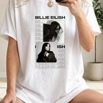 Billie Eilish Pattern Tshirt 2026 New Hot Selling Unisexs Womens Fashion Retro Music Fan Shirt Y2k Street Wear Cotton Tshirt L