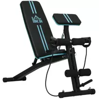 Treniruočių suoliukas, sulankstomas treniruočių suoliukas su 7 padėčių reguliuojamu atlošu, sporto suoliukas, atlaikantis iki 120 kg apkrovą, mėlynas