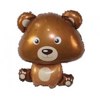 Folinis balionas meškiukas rudas 60x55 cm – Teddy Bear balionas vaikų gimtadieniui, baby shower, krikštynoms dekoracija