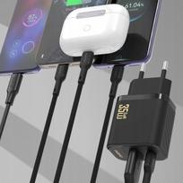 „Dudao K13Pro“ 20000mAh išorinė baterija su įmontuotu laidu, juoda