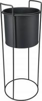 Metalinis gėlių vazonas ant stovo didelis 18,7x50,8 cm matinės juodos spalvos