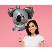 Folinis balionas koala pilkas 66x65 cm – "Koala Bear" balionas vaikų gimtadieniui, gyvūnėlių tema dekoracija
