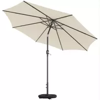 Skėtis nuo saulės, apytiksliai Ø300 cm, reguliuojamas kampas, balkono skėtis su rankenėle, kryžminis pagrindas, smėlio maišas, UV 30+, sulankstomas, kreminės baltos spalvos