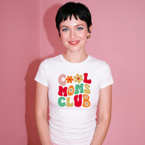Moteriški marškinėliai COOL MOMS CLUB, balti liemenuoti