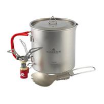 Robens Fire Wisp Solo Cook Set Ultralight 650 ml Silver Kempingo viryklė su indų rinkiniu