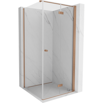 Mexen Mist-F dešinė sulankstoma dušo kabina 95 x 95 cm, skaidri, šlifuotas varis - 8A6T-095-095-65-00-P