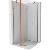 Mexen Mist penkiakampė dušo kabina su varstomomis durimis 80 x 80 cm, skaidri, šlifuotas varis - 8A8-080-080-65-00