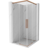 Mexen Rox Duo slankiojančioji dušo kabina 80 x 80 cm, skaidri, šlifuotas varis - 8C2D-080-080-65-00