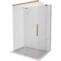 Mexen Rox-3S L trijų sienų stumdomos dušo kabina 90 x 80 cm, skaidri, valcuota varinė - 8C2L-090-080-65-00-3S