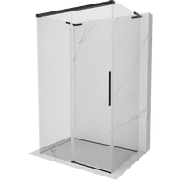 Mexen Rox-3S L 3 sienų stumdomos dušo kabina 130 x 90 cm, permatoma, juoda - 8C2L-130-090-70-00-3S
