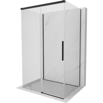 Mexen Rox-3S 150 x 80 cm stumių durų 3 sienelės dušo kabina, skaidri, juoda - 8C2-150-080-70-00-3S