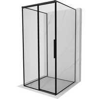 Mexen Rox-3S trijų sienelių stumdomas dušas, kairysis 90 x 90 cm, juodas rėmas, juodas - 8C2-090-090-70-70-3S-L