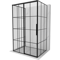 Mexen Rox-3S trijų sienų stumdomas dušo kabinas kairysis 90 x 70 cm, juodas tinklelis, juoda - 8C2-090-070-70-77-3S-L