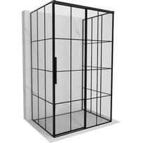 Mexen Rox-3S trijų sienelių nustumiamoji dešinė dušo kabina 150 x 90 cm, juodas tinklelis, juoda - 8C2-150-090-70-77-3S-P