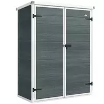 Įrankių namelis 0,8 m², sodo namelis su sulankstomomis lentynomis, 134 x 68,5 x 170 cm, plastikinis, su rakinamomis dvigubomis durimis ir grindimis
