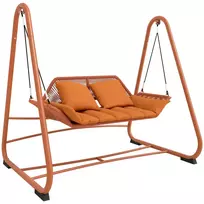 Sodo sūpynės su pagalvėlėmis, rėmas, sodui, balkonui, 174 x 120 x 162 cm, metalas, terakotos spalva