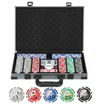 Pokerio Dėklas su 400 Žetonų 11,5 g | Pilnas Pokerio Rinkinys su 2 Kortų Pakuotėmis, 5 Kauliukais, Dalintojo Disku ir Žaidimo Kilimėliu, Aliuminio Dėklas