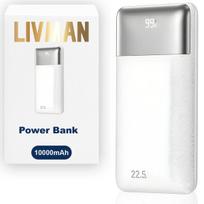 Atsarginis maitinimo šaltinis ("Power Bank") LIVMAN RPP-5 - greito įkrovimo išorinė baterija su dviem išėjimais, 10000mAh, 22,5W