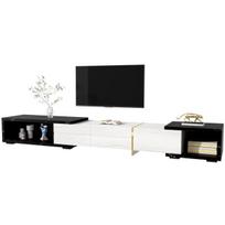 TV spintelė 140-260 cm, sukama, marmuro imitacija, balta, auksinės detalės