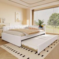 Daybett 140x200 cm su ištraukiama lova, USB, Type-C, naktinė lempa, be čiužinio, baltas