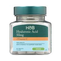 H&B HIGH STRENGTH hialurono rūgštis ir vitaminas C, 30 tablečių