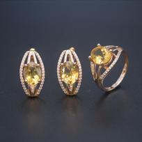 Natūralūs aukso citrino papuošalų rinkiniai 925 sterlingų sidabriniai auskarai žiedas ovalus 10*8 mm brangakmenių papuošalai moterims, vestuvių dovana us ring size 7# geltona