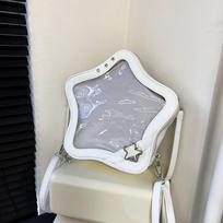 Silver Star Ita Bag PU Fashion Backpacks Pouch Bag Transparent Pocket  Women balta