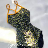 Leopard Girl  Racing Swimming Professional Sexy Training Backless One-piece Triangular Sports Swimsuit Women's Large Size L leopardas