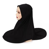 Modalinis hidžabas Džersio hidžabai moterims Hidžabas turbanas Arabų galvos apdangalas Dvigubas apvalus galvos apdangalas Bonetas hidžabas Turbante Feminino Para Festa black